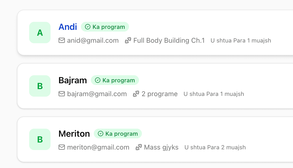 Example: client list in dashboard